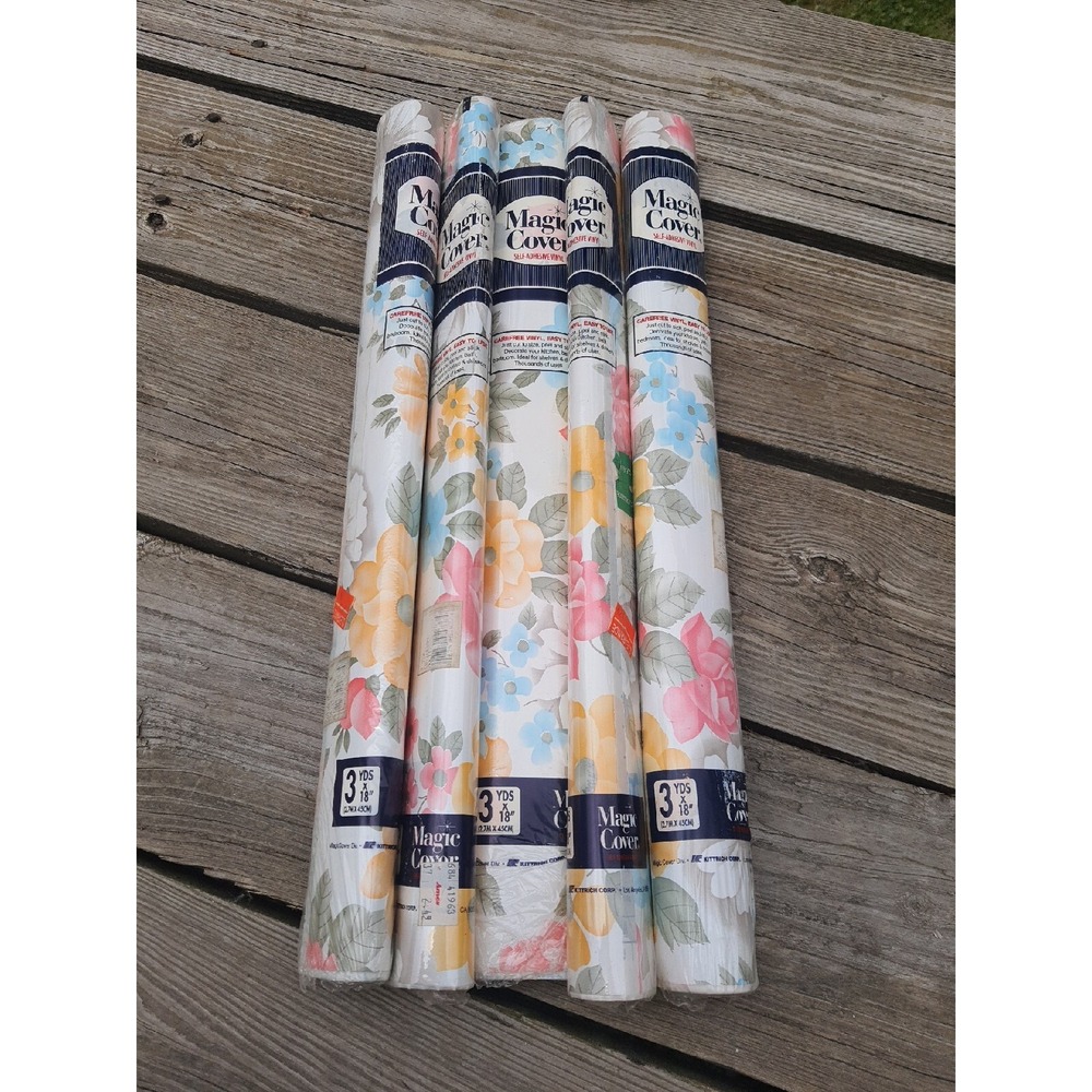 Vintage 5pc Magic Cover Pastel Floral Self-Adhesive Vinyl 3YdsX18" Contact Paper